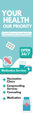 Custom Retractable Banners Multiple Sizes Pharmacy
