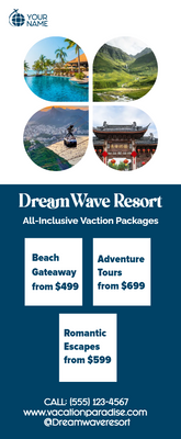 Custom Rack Cards Multiple Sizes Dream Wave Resort