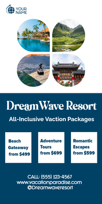 Custom Rack Cards Multiple Sizes Dream Wave Resort