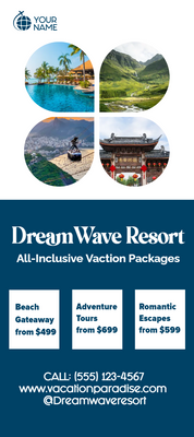 Custom Rack Cards Multiple Sizes Dream Wave Resort