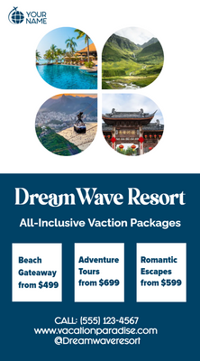 Custom Rack Cards Multiple Sizes Dream Wave Resort