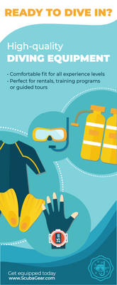 Custom Rack Cards Multiple Sizes Diving Equipment