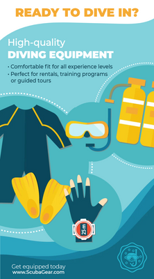 Custom Rack Cards Multiple Sizes Diving Equipment