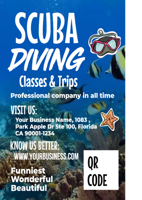 Custom Rack Cards Multiple Sizes Scuba Diving