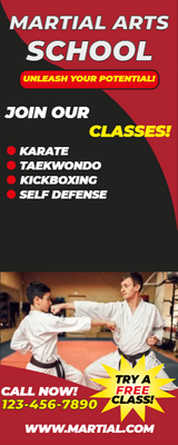 Custom Rack Cards Multiple Sizes Martial Arts