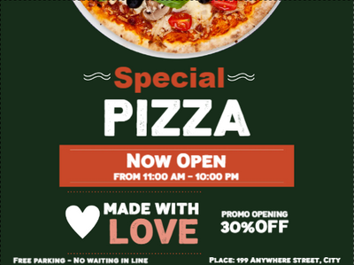Custom Outdoor Yard Signs Multiple Sizes Special Pizza