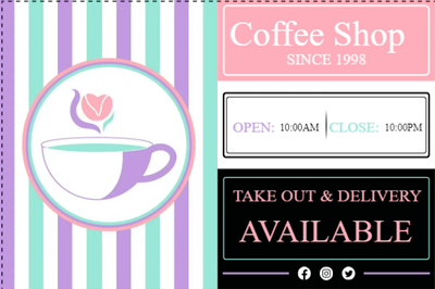 Custom Outdoor Yard Signs Multiple Sizes Coffee Shop