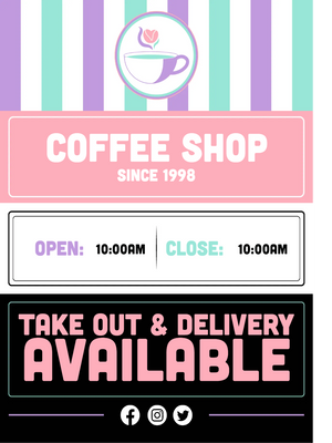 Custom Outdoor Yard Signs Multiple Sizes Coffee Shop