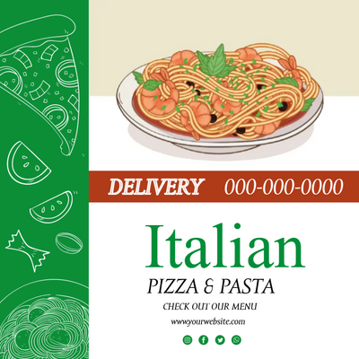Custom Outdoor Yard Signs Multiple Sizes Italian Pizza and Pasta