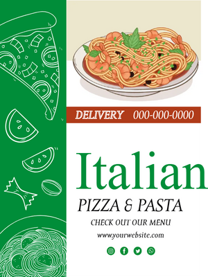 Custom Outdoor Yard Signs Multiple Sizes Italian Pizza and Pasta