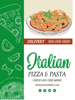 Custom Outdoor Yard Signs Multiple Sizes Italian Pizza and Pasta