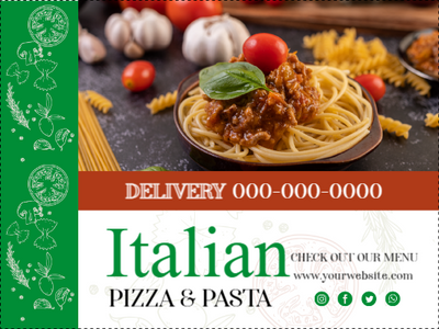 Custom Outdoor Yard Signs Multiple Sizes Italian Pizza and Pasta