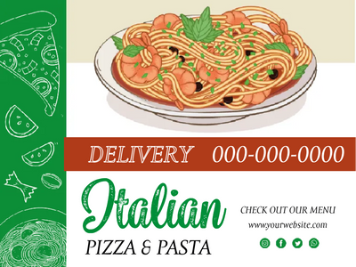 Custom Outdoor Yard Signs Multiple Sizes Italian Pizza and Pasta