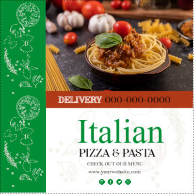 Custom Outdoor Yard Signs Multiple Sizes Italian Pizza and Pasta