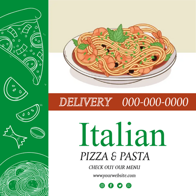 Custom Outdoor Yard Signs Multiple Sizes Italian Pizza and Pasta