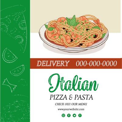 Custom Outdoor Yard Signs Multiple Sizes Italian Pizza and Pasta