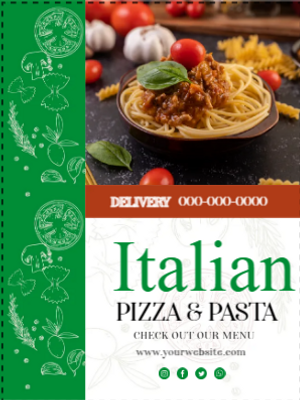 Custom Outdoor Yard Signs Multiple Sizes Italian Pizza and Pasta