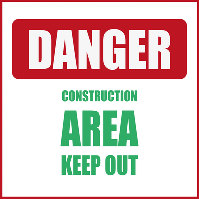 Custom Outdoor Yard Signs Multiple Size Danger Construction Area