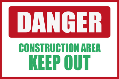 Custom Outdoor Yard Signs Multiple Size Danger Construction Area
